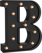 Foaky Black LED Letter Lights for Room Decor - Bedroom Wall Decor, Alphabet Lights for Home, Wedding, Party - Battery Operated （B）