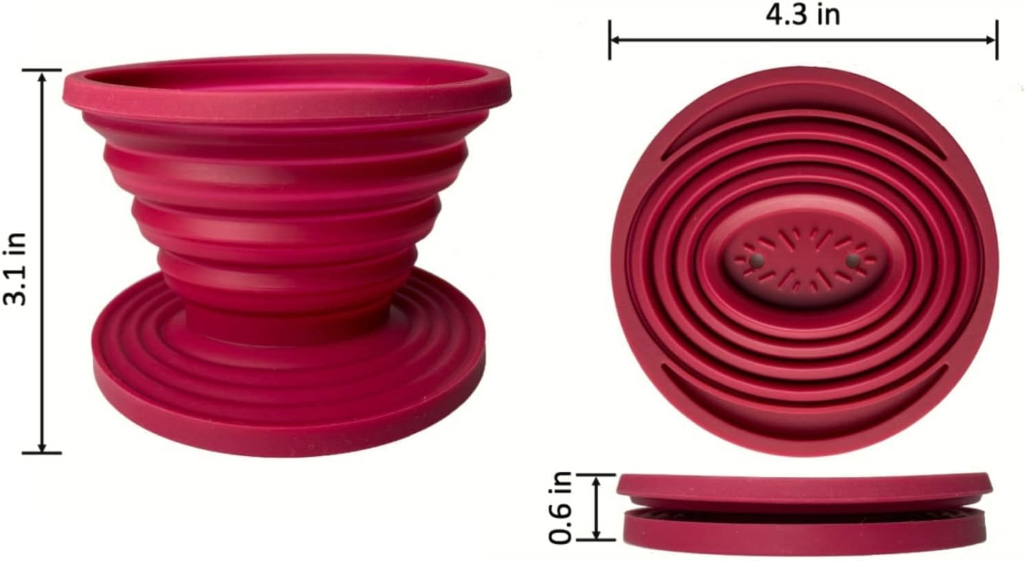 Collapsible Pour Over Coffee Dripper for Camp Coffee, Reusable Silicone Coffee Filter Holder for Camping Red