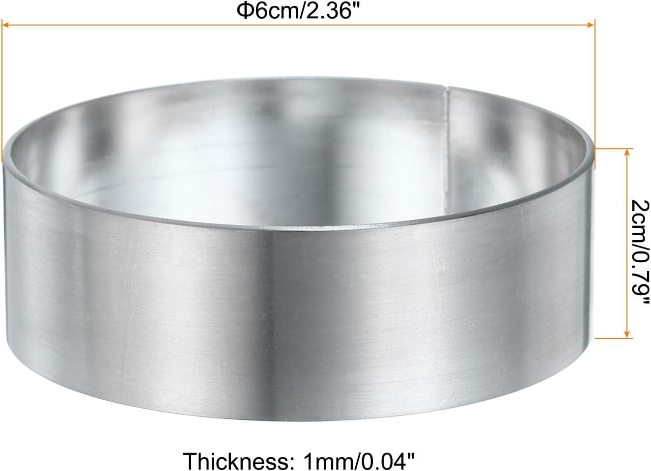 HARFINGTON Round Cake Ring 2.36 x 1 Inch Seamless Stainless Steel Pastry Mousse Dessert Ring Mirror Coating for Baking Cooking English Muffins Crumpet Making Tool
