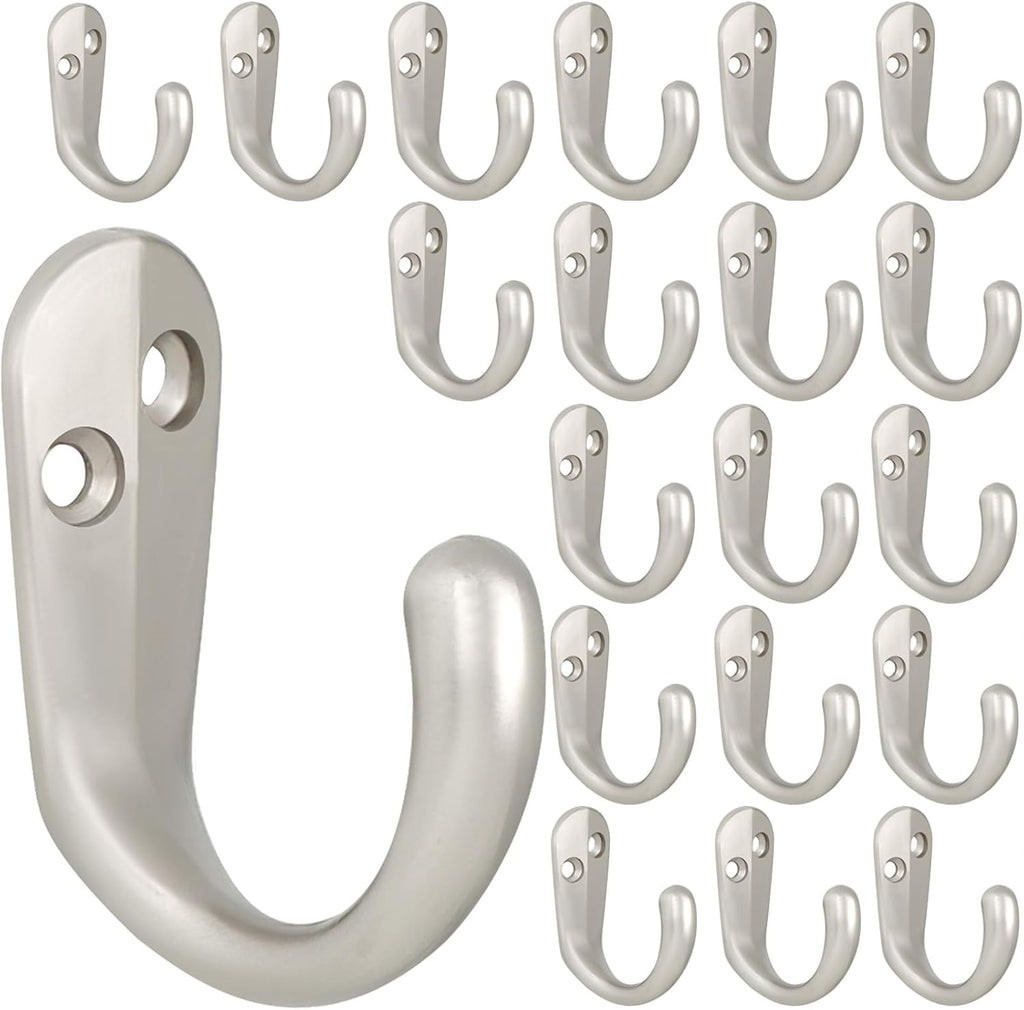 IBosins 20PCS Coat Hooks Wall Mounted Single Prong Robe Hook for Hanging Towel Hooks with 40 Screws for Cup, Mug, Bags, Hat, Cap, Scarf, Pet leashes