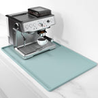 Rnivvi Silicone Coffee Mat, 16" x 24" Waterproof Raised Edge Coffee Bar Mats for Espresso Machine Station Accessories, Heat Resistant Dish Drying Pad for Kitchen Counter, Bar Decor Pad, Shadow Green