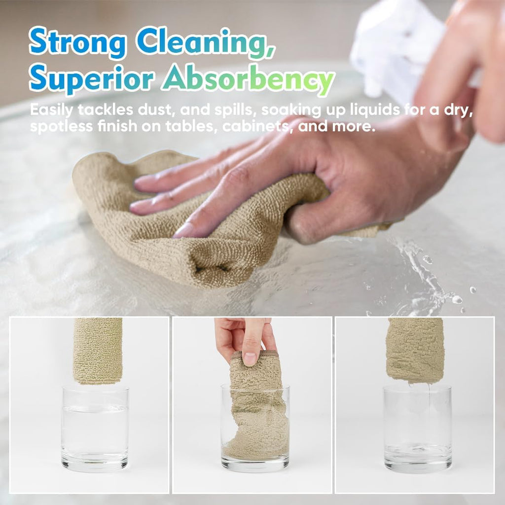 HOMEXCEL Microfiber Cleaning Cloth 6 Pack 12.5 x 12.5 inch Microfiber Towels for Cars Ultra Absorbent Car Washing Cloth Lint Free Streak Free Cleaning Rags for Car, Kitchen Window Brown