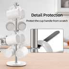 Marble Mug Holder Tree, 8 Hooks Brushed Nickel Coffee Cups Stand, New Upgraded Stable Mug Stand for Kitchen Counter Cabinet Cafe