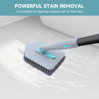 nacena Shower Scrubber with Long Handle, 3 in 1 Tile Tub Scrubber Brush with 3 Detachable Cleaning Heads Adjustable Handle Shower Cleaner Brush for Bathroom, Kitchen, Toilet, Wall, Sink, Black Grey