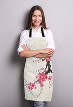 Japanese Cherry Bib Apron with Adjustable Neck for Men Women,Suitable for Home Kitchen Cooking Waitress Chef Grill Bistro Baking BBQ Apron