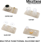 Silicone Dish Drying Mat for Multiple Usage,Easy clean,Eco-friendly,Heat-resistant Silicone Mat for Kitchen Counter or Sink,Refrigerator or Drawer Liner Tapioca S 12 inches x 6 inches