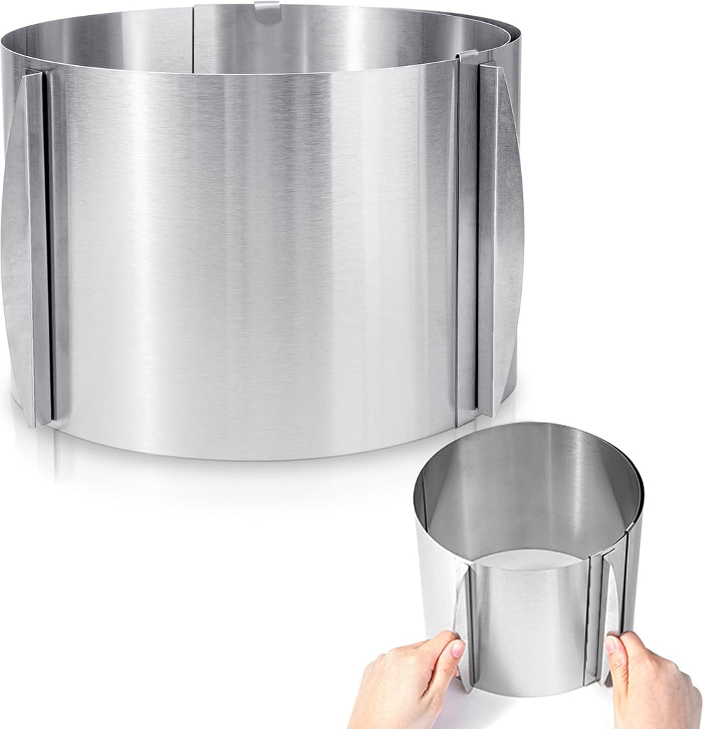 Hushee Cake Mold 15 cm High, 6 to 12'' Adjustable Ring Cake Baking Supplies Rings Round Stainless Steel Decorating Bakeware Tools with Scaling for Mousse Baking Dessert Making(1 Piece,8 cm)