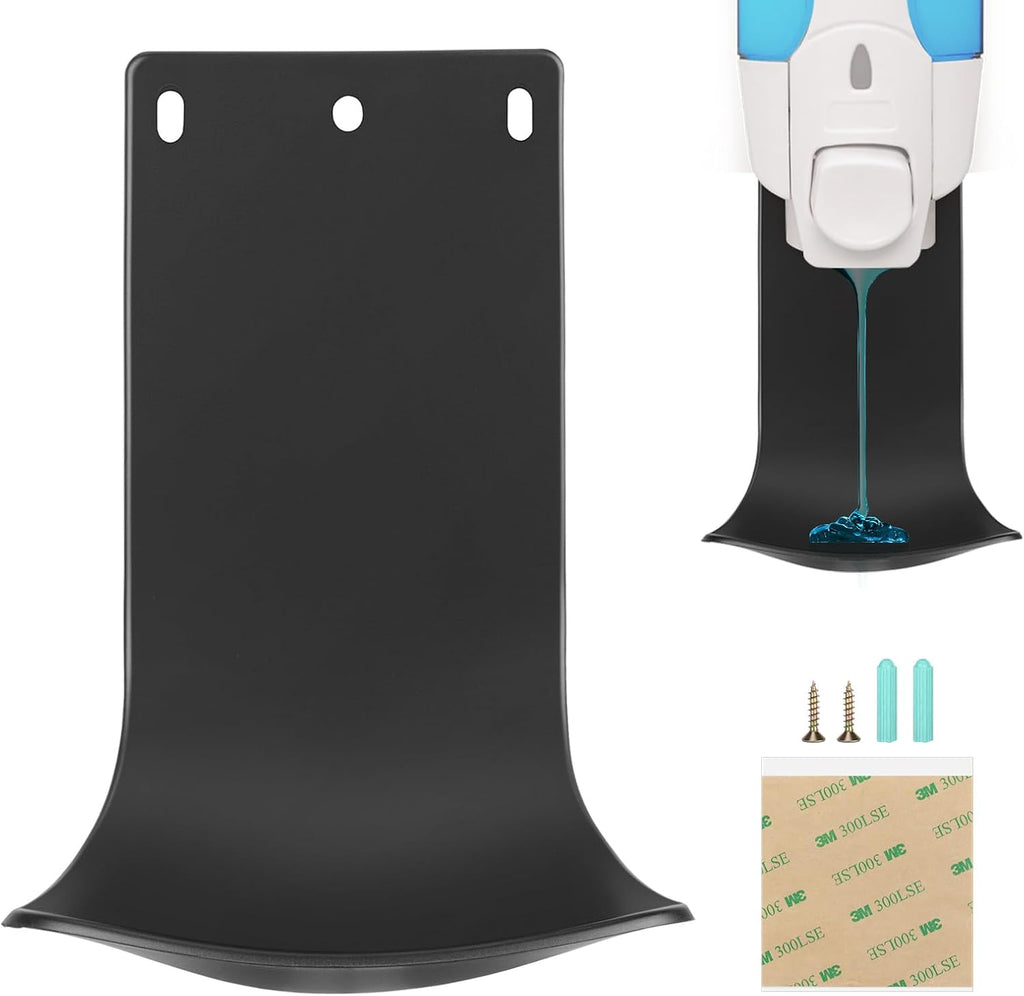 Dispenser Drip Tray Wall Mount Soap Dispenser Bracket, Laundry Detergent Drip Catcher Prevent Dripping and Spraying, Easy to Clean(Black)