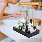 Black Bamboo Drawer Organizer - Silverware&Utensil Holder Organizer for Kitchen Drawers, Multi-Use Drawer Dividers Boxes for Bathroom Counter，Cabinet, Garage, Office Desk, Makeup, Jewelry (6"3"2.5")