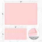 Rnivvi Silicone Coffee Mat, 16" x 24" Waterproof Raised Edge Coffee Bar Mats for Espresso Machine Station Accessories, Heat Resistant Detachable Dish Drying Pad for Kitchen Counter, Dish Rack, Pink