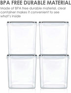 Vtopmart Food Storage Containers 2.5L / 84.5oz, 4 Pieces BPA Free Plastic Airtight Canister for Flour, Sugar, Baking Supplies, with 4 Measuring Cups and 24 Labels, Black