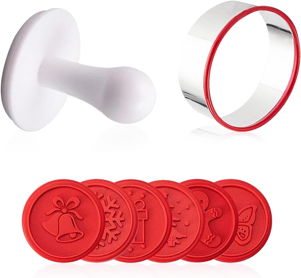 Christmas Cookie Stamps Silicone Cookie Stamps Cookie Cutter Biscuit for DIY Christmas and Daily Baking Set of 6