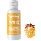 Oil Based Food Coloring for Chocolate - 50ml Gold Upgraded Edible Oil Based Food Dye for Cake Decorating, Baking, Candy Melts, Cookie, Icing Frosting, Fondant, Meringues - 1.69 Fl.Oz Bottles