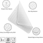 Silicone Dish Drying Mat for Multiple Usage,Easy clean,Eco-friendly,Heat-resistant Silicone Mat for Kitchen Counter or Sink,Refrigerator or Drawer liner White M 12 inches x 12 inches