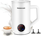 MAISON HUIS 6-IN-1 Milk Frother 550Watts, 20 oz Electric Stainless Steel, Hot and Cold Milk Frother for Latte, Macchiato, Cappuccino and Hot Chocolate, White