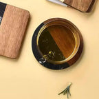 I-LAN Set of 4 Round Natural Wood and Marbel Drink Coasters for Coffee Wooden Table, Drink Bar Coaster Set/Tea Table Coasters for Living Room,Beer Cans,Bar Glasses,4 x 4 Inch