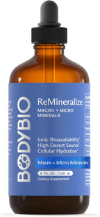 BodyBio ReMineralize - Concentrated Ionic Trace Minerals to Hydrate, Detox, and Revitalize Your Cells - Over 72 Bioavailable Trace Minerals for Rapid Absorption 4 Fl Oz