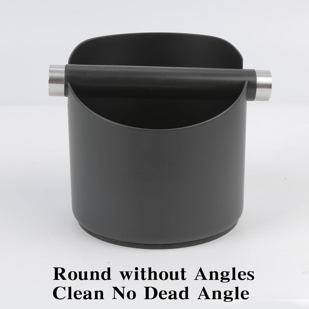 Italian Espresso Tapping Box, Stainless Steel Coffee Grinding Tapping Box, With Detachable Tapping Rod And Anti Slip Rubber Base (Black-S)