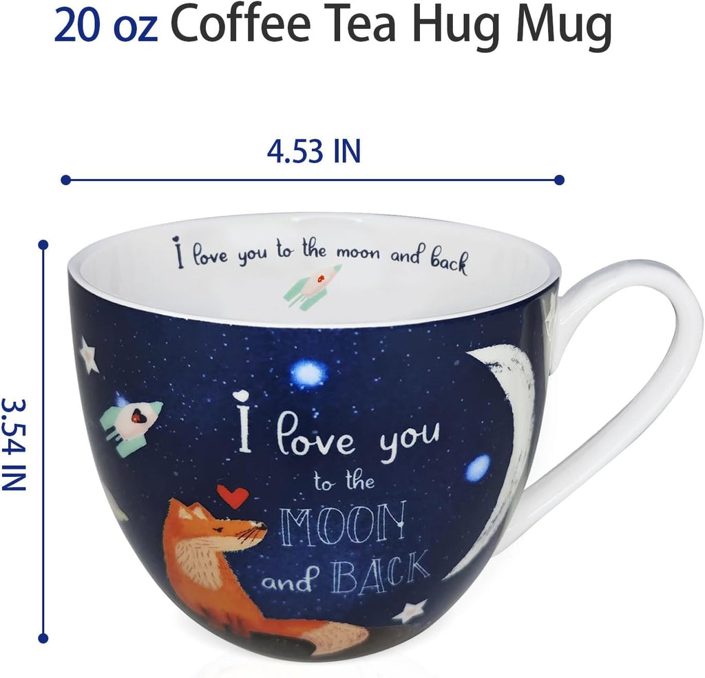 I Love You Coffee Mug, Premium 20 oz Bone China Coffee Tea Hug Mug, Perfect Holiday, Birthday, and Valentine's Day Gift for Lovers and Family Members, Designed in England by Harvest Green Studio