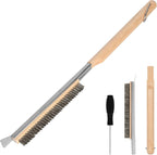 Pizza Oven Brush, 21" Brush and Stainless Steel Scraper for Pizza Stone, BBQ Grill Cleaning Brush Non Scratch Heat Proof Stainless Steel Bristles with Screwdriver for Pizza Oven and Accessories