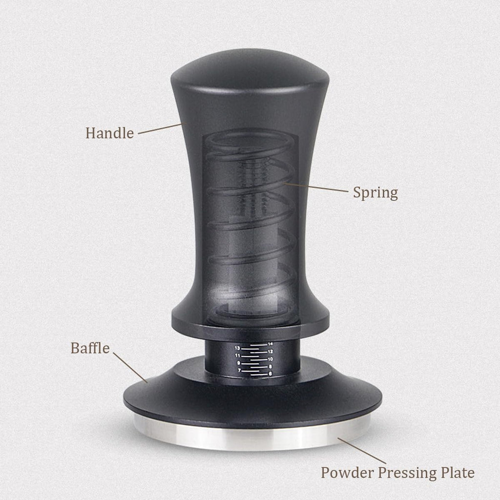 58mm Calibrated Spring-Loaded Espresso Tamper – 30lb Self-Leveling Palm Tamper with Flat Stainless Steel Base – Compatible with 58mm/58.35mm Portafilter Baskets