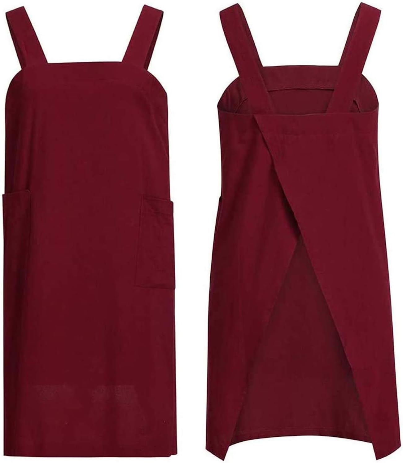 YESDOOD Cotton Linen Apron Cross Back Apron for Women with Pockets Pinafore Dress for Baking Cooking