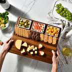Shanik Large Acacia Wood Charcuterie Board Set with 3 Removable Ceramic Bowls & Serving Utensils - Housewarming, Wedding, Bridal Shower, Home and Kitchen, New Home Gift Ideas for Women, Gifts for Her