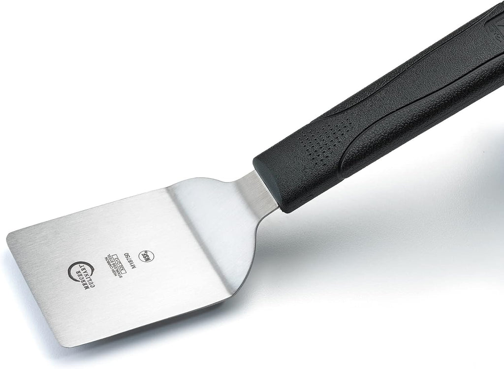 Mercer Culinary Millennia Mini Turner/Spatula, 2.5 Inch x 2.5 Inch Blade, Black Handle