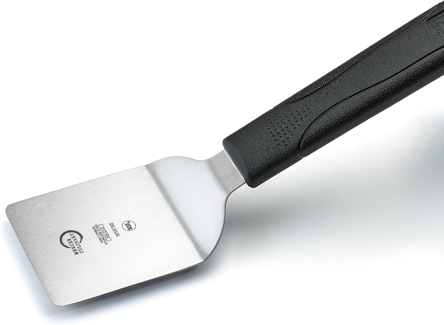 Mercer Culinary Millennia Mini Turner/Spatula, 2.5 Inch x 2.5 Inch Blade, Black Handle