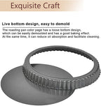 Tart Pan 10 Inch Tart Pan Carbon Steel Round Non-Stick Pan Quiche Pan with Removable Chassis for Mousse Cakes, Kitchen Reusable Baking Tool with A Depth of 1.18 Inches