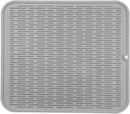 Silicone Dish Drying Mat for Multiple Usage,Easy clean,Eco-friendly,Heat-resistant Silicone Mat for Kitchen Counter or Sink,Refrigerator or Drawer Liner Grey XL 18 inches x 16 inches