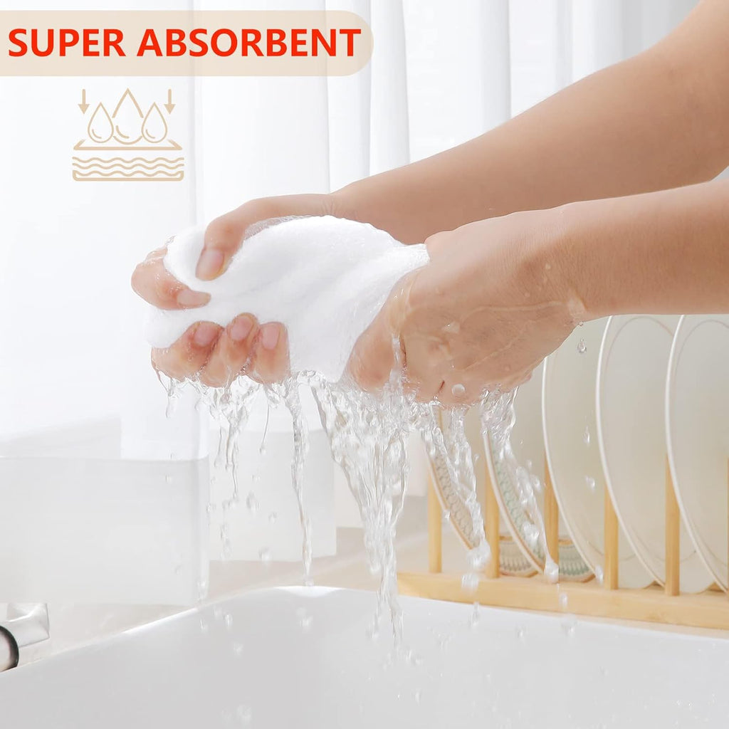 Homaxy 100% Cotton Waffle Weave Kitchen Dish Towels, Ultra Soft Absorbent Quick Drying Cleaning Towel, 13 x 28 Inches, 12-Pack, White