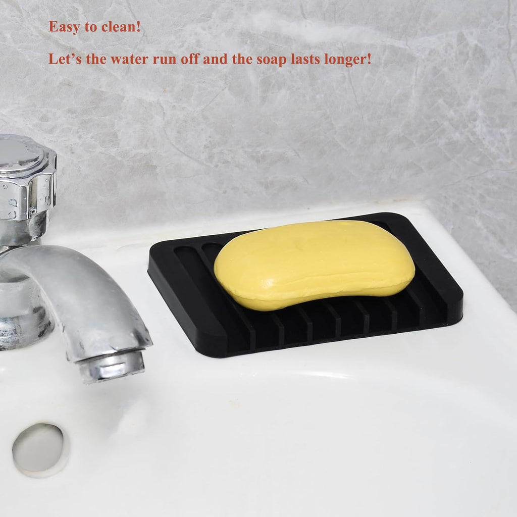 Farmhouse Wooden Vanity Tray with Soap Tray, Toilet Top Organizer, Ideal for Bathroom Toilet Tank (Black, 4.8" W11.5 Lx1.2 H)