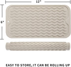 Silicone Dish Drying Mat for Multiple Usage,Easy clean,Eco-friendly,Heat-resistant Silicone Mat for Kitchen Counter or Sink,Refrigerator or Drawer Liner Tapioca S 12 inches x 6 inches