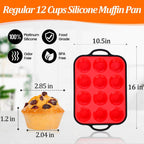 CAKETIME Silicone Muffin Pan with Metal Reinforced Frame Regular Size Muffin Pan with Handle Easy to Move 12 Cups for Baking Nonstick Muffin Tin BPA Free 1 Pack