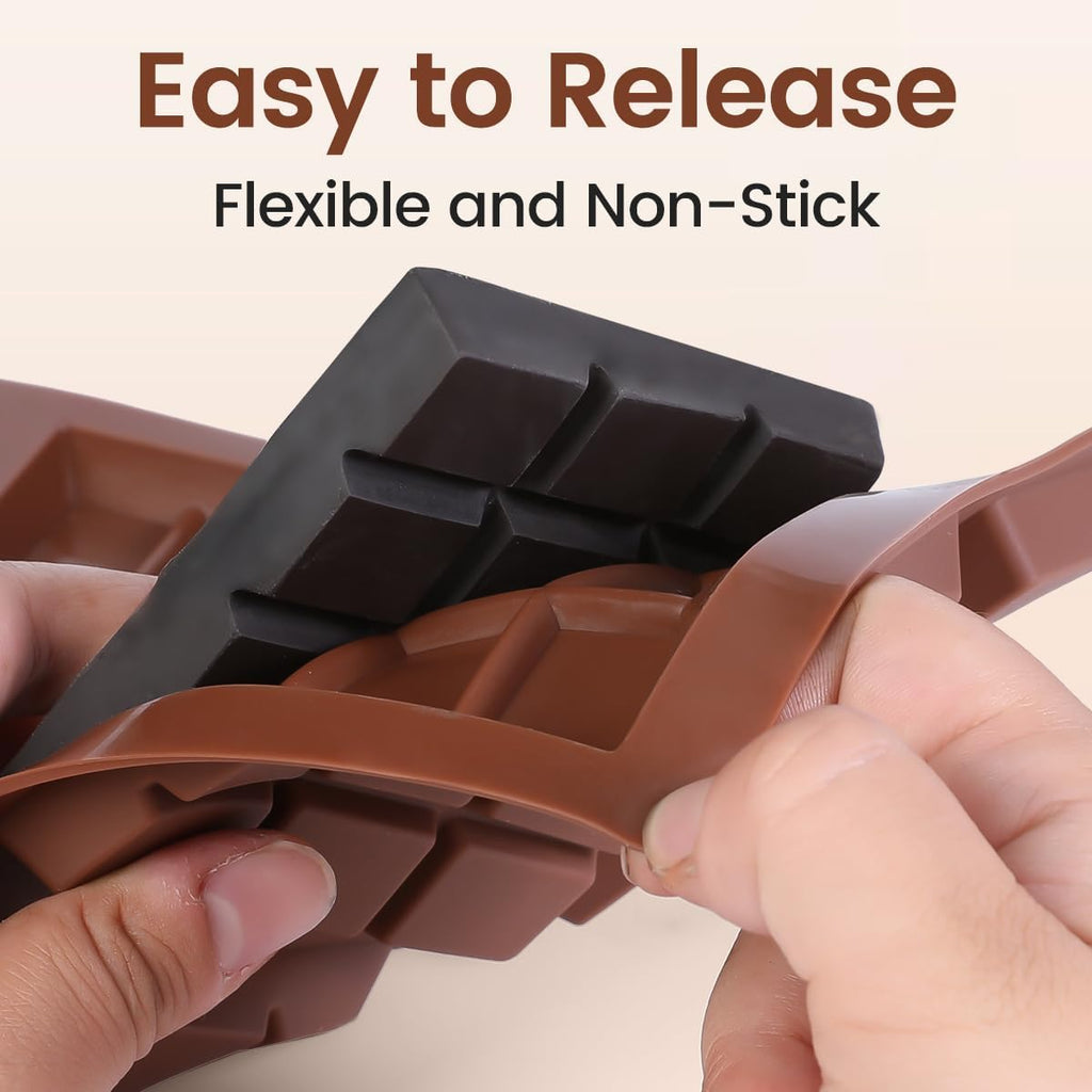 Chocolate Bar Molds Deep Silicone Break-Apart Chocolate Nonstick Protein and Energy Bar Mold Square Thick Candy Mold Wax Melt 2 Pack
