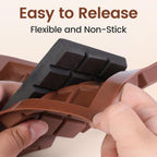 Chocolate Bar Molds Deep Silicone Break-Apart Chocolate Nonstick Protein and Energy Bar Mold Square Thick Candy Mold Wax Melt 2 Pack