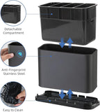 Utensil Holder,Stainless Steel Caddy Counter,Spoon holder,4 Compartments Silverware Caddy,Capacity Flatware Spoon Fork Tool Cutlery Holder(Grey)