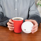 Restaurantware 12 Ounce Ripple Wall Disposable Coffee Cups, 500 Insulated Midnight Red Paper Tumblers with Rolled Rim Design, Lids Sold Separately for Hot Drinks like Tea, Hot Chocolate and More