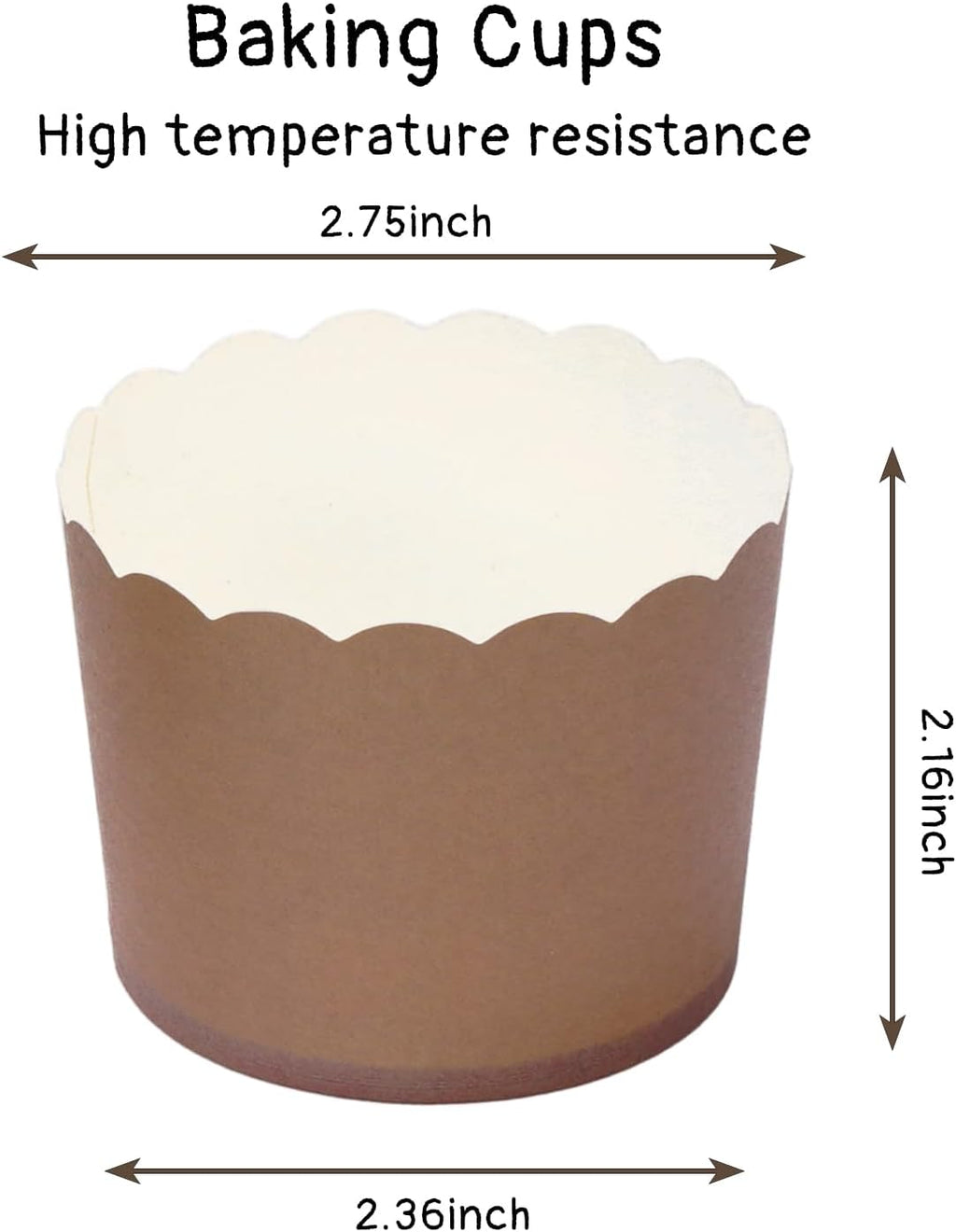 Whaline 120Pcs Brown Paper Baking Cups Scalloped Edge Cupcake Wrappers Gradient Brown Cupcake Muffin Cases for Wedding Birthday Baby Shower, 3 Colors