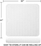 Silicone Dish Drying Mat for Multiple Usage,Easy clean,Eco-friendly,Heat-resistant Silicone Mat for Kitchen Counter or Sink,Refrigerator or Drawer liner Translucent M 12 inches x 12 inches