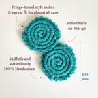 Cotton Car Coasters for Cup Holders, 2PC Car Cup Coasters, Drink Coaster Holder, Cute cupholder Coaster Accessories for Women, Macrame, Boho (Ocean Teal)
