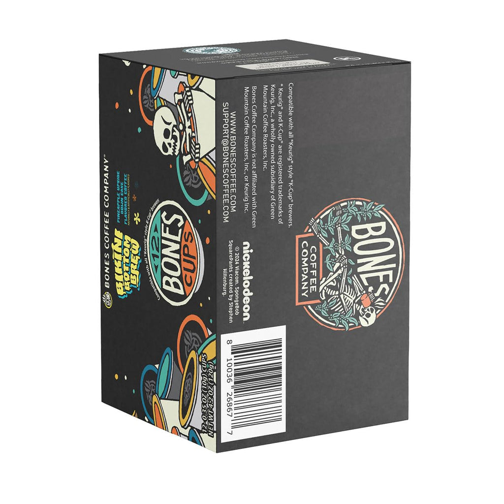 Bones Coffee Company Spongebob Bikini Bottom Brew, Pineapple Upside Down Cake Flavored Coffee Pods, Low Acid Medium Roast Single-Serve Bones Cups, For 1.0 & 2.0 Capsule Brewers Coffee Maker, 12 Count