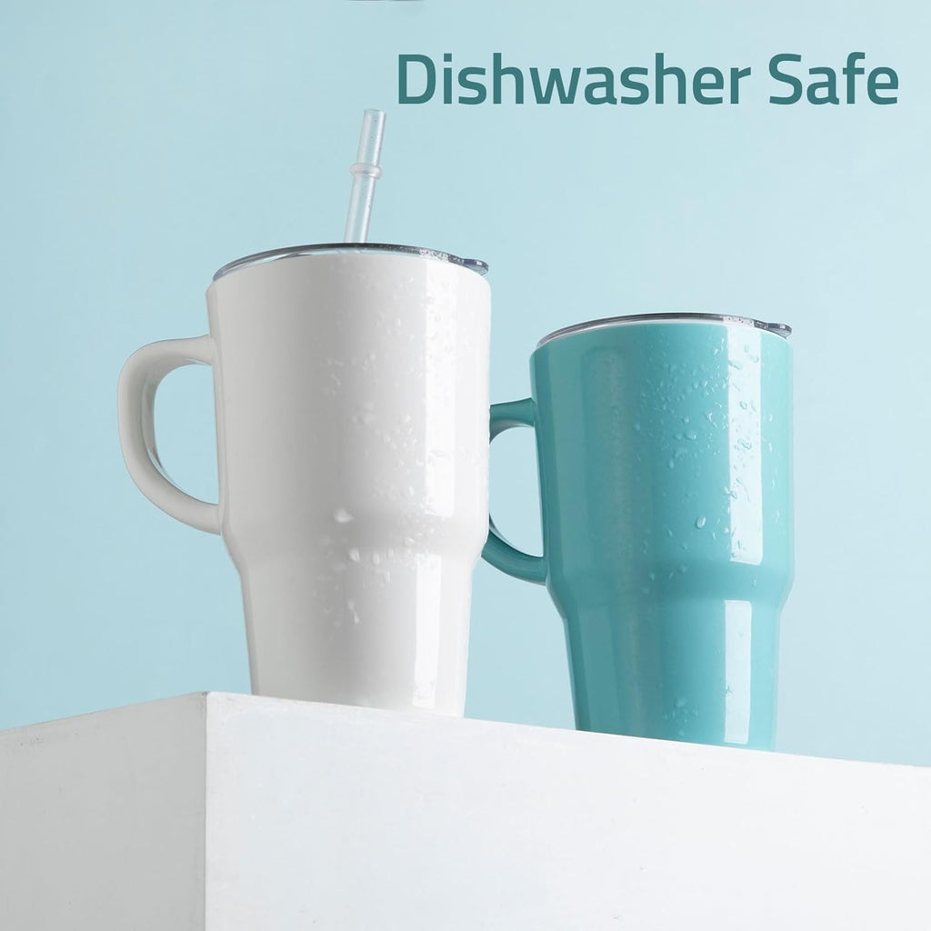 Sweejar Ceramic Travel Mug with Lid, 16 oz Portable Coffee Mug, Dishwasher Safe Tea Cup with Infuser, Reusable Teacup for Car Cup Holder, Tea Lovers(White)