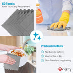 Orighty Grey Microfiber Cleaning Cloth, 50 Pack Highly Absorbent Cleaning Supplies, Lint Free Kitchen Towels Cleaning Rags, Microfiber Towels for Cars, House, Window, 12x12 inch