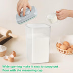 Airtight Flour Rice Storage Container with Pop-up Lid - 4.2 Qt Crystal-Clear Plastic Spaghetti Container, Tall and Slim Food Storage Bin Fit for Kitchen Pantry Organization