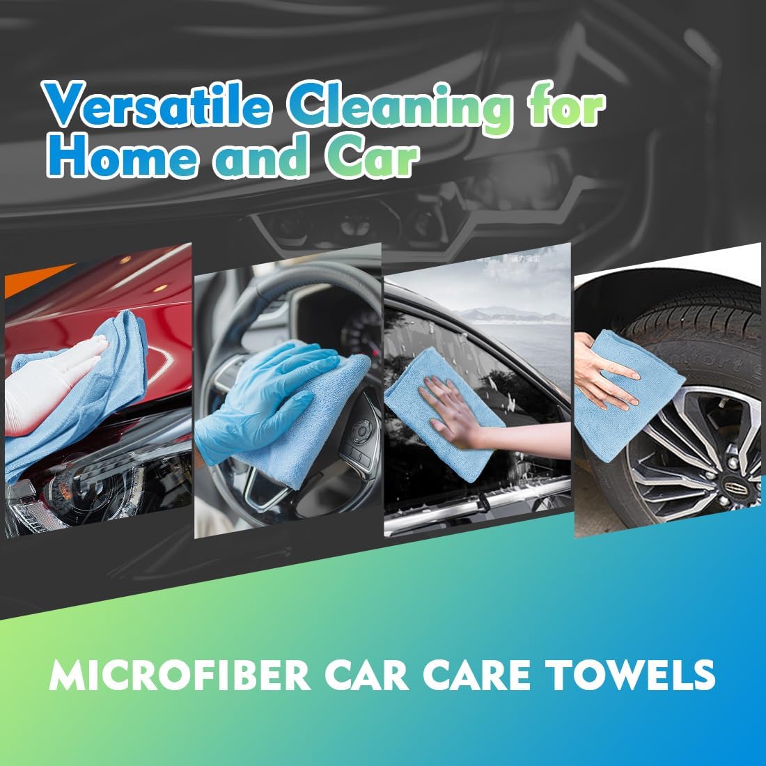 HOMEXCEL Microfiber Cleaning Cloth 6 Pack 12.5 x 12.5 inch Microfiber Towels for Cars Ultra Absorbent Car Washing Cloth Lint Free Streak Free Cleaning Rags for Car, Kitchen Window Blue