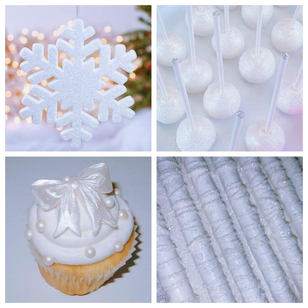 White Edible Glitter Spray - Herbeklab 10g Edible Diamond White Glitter for Cakes Food Grade Shimmer Powder for Cookie Decorating Chocolate Strawberry