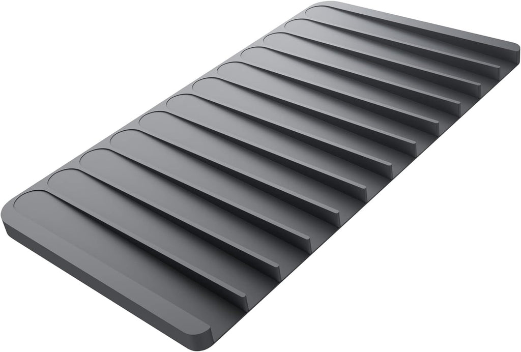 Kraus Self-Draining Silicone Dish Drying Mat or Trivet for Kitchen Counter in Dark Grey, KDM-10DG
