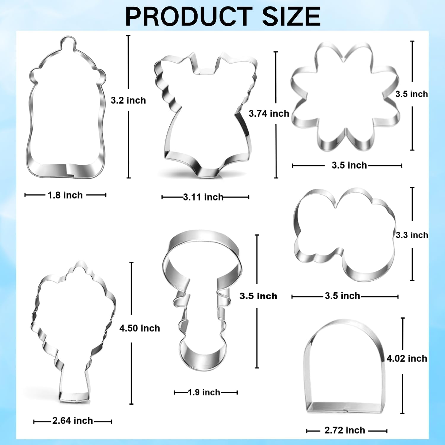 Wildflower Baby Shower Cookie Cutters Set - 7-Piece - Stainless Steel - Dishwasher Safe - Perfect for Baby in Bloom Baby Girl Baby Shower